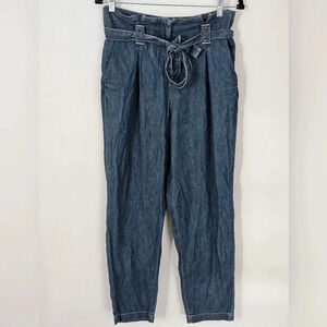 L'AGENCE Violette Cotton Paperbag Pants size 25 in blue NWT